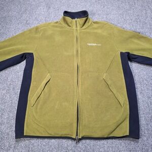 Nautica Competition Fleece Jacket Moss Green Navy Zip Up Men's Size Medium